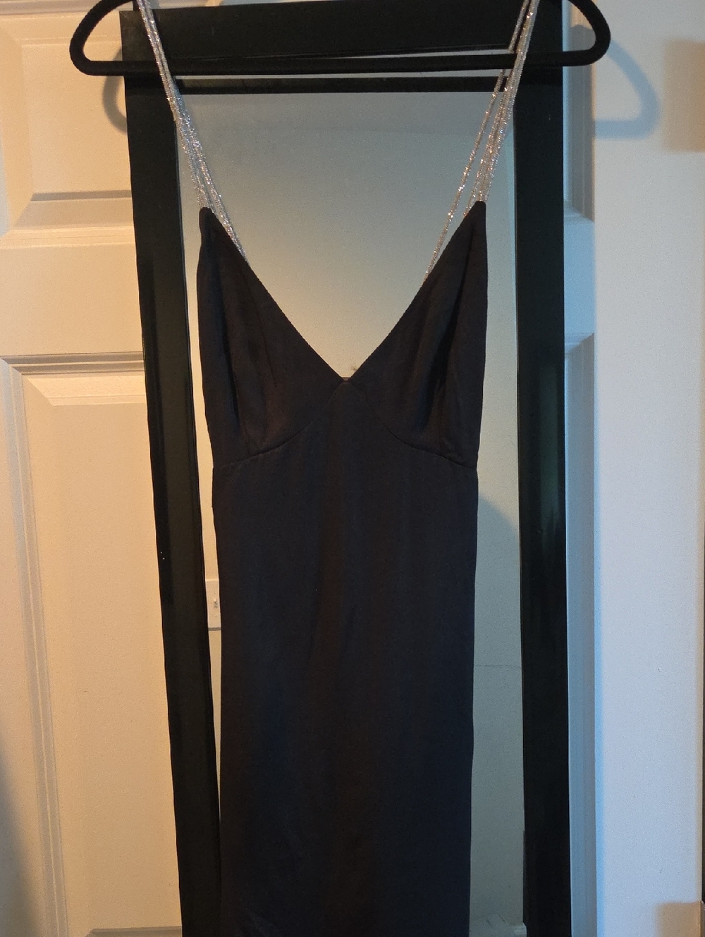 H&M Black Slip Dress with Silver Chain Straps